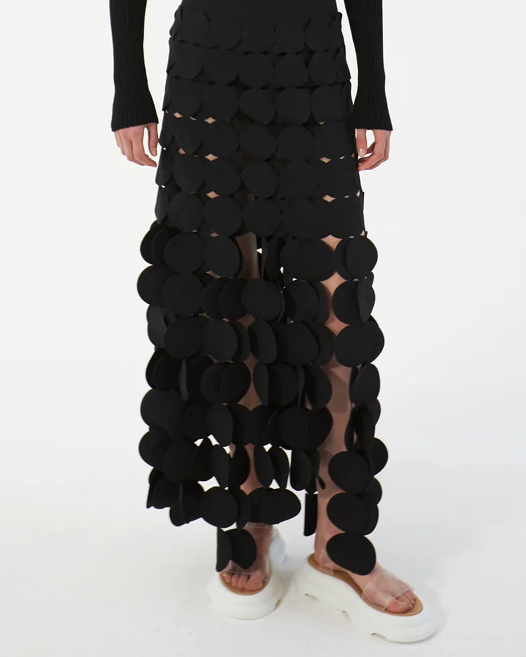 Laser Cut Multi Circle Double Layered Maxi Skirt main image 1