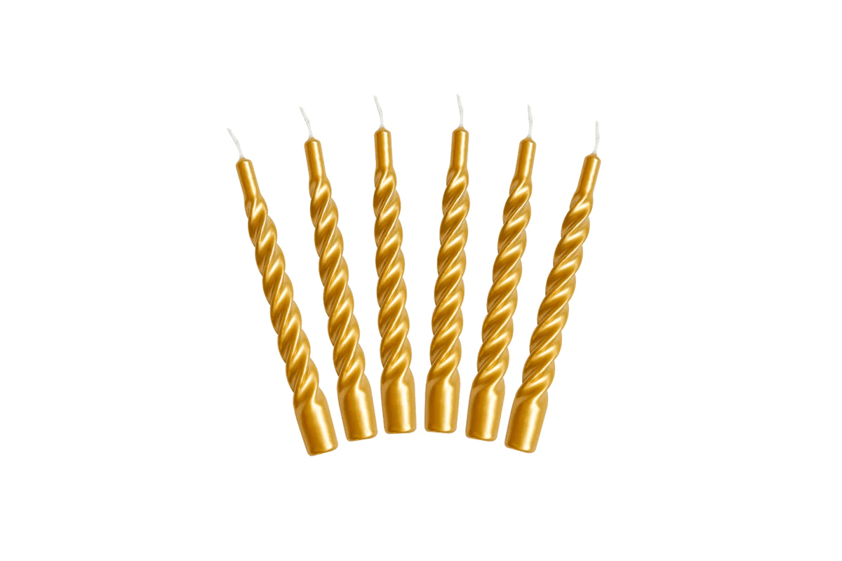 Gold Twisted Taper Candle, Set of 6 SHOP BAZAAR