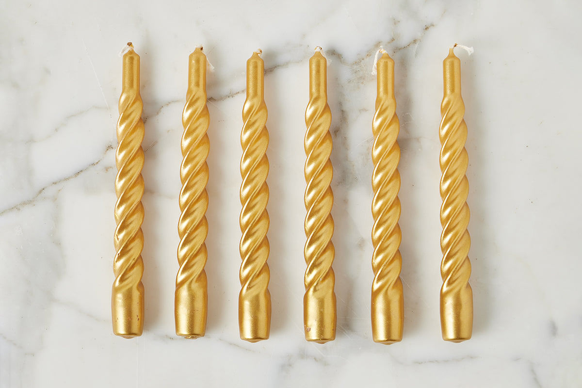 Gold Twisted Taper Candle, Set of 6 SHOP BAZAAR