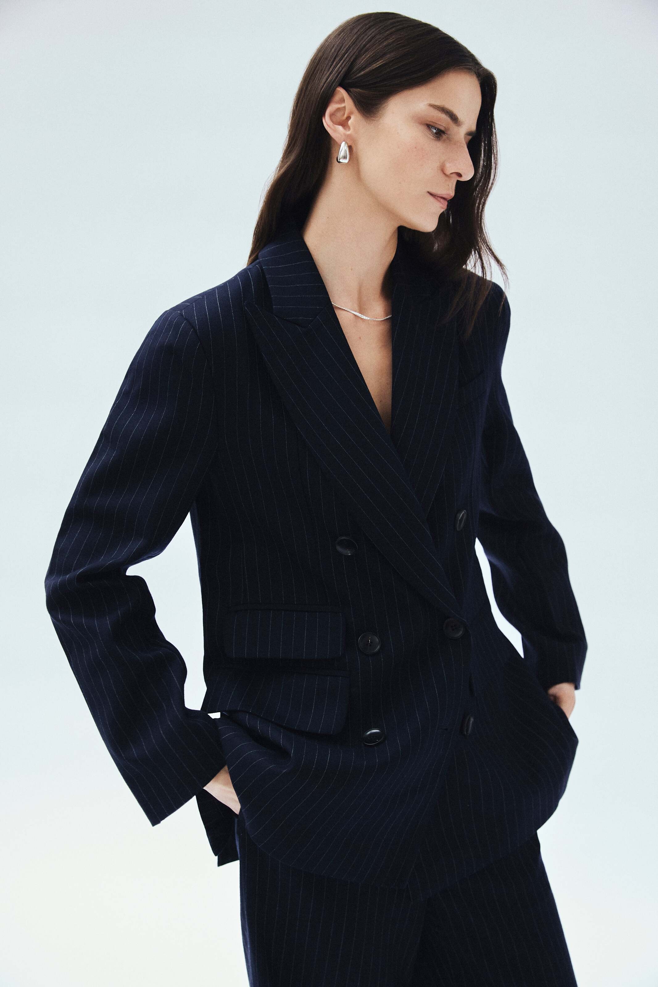 ジャケット PINSTRIPE TWILL BLAZER Pinstripe Wool Twill Double Breasted Blazer | SHOP BAZAAR