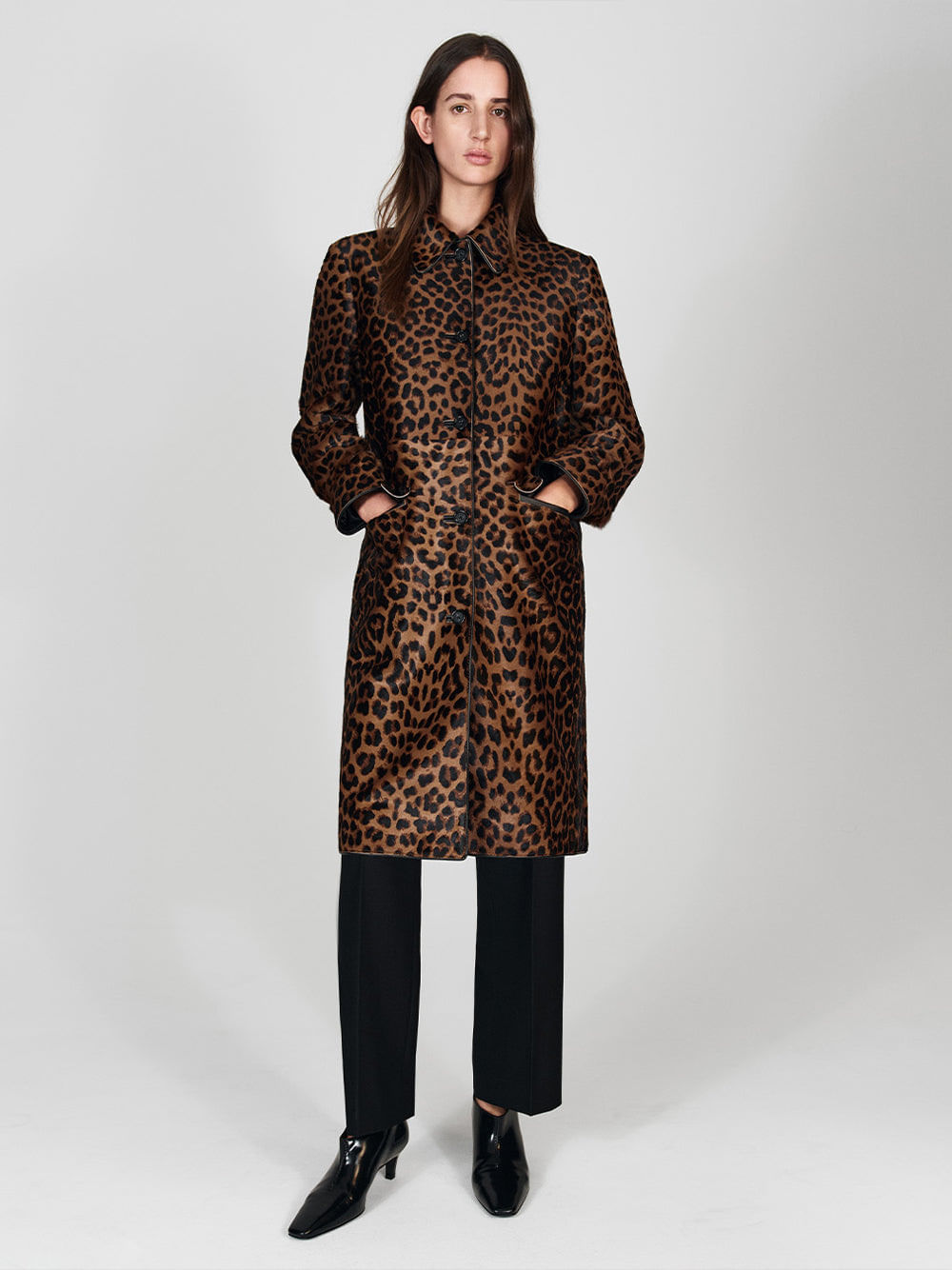 【polysooem】FURRY LEOPARD HALF COAT / 追跡付 Ponyhair Leopard Coat | SHOP BAZAAR