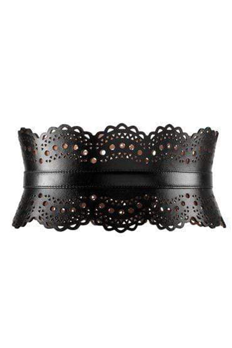 Black Openwork Leather Corset Belt | SHOP BAZAAR