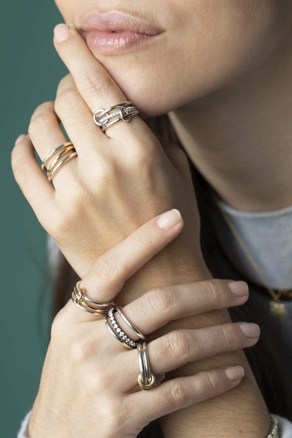 Petunia Sp and Diamond 3 Link Rings | SHOP BAZAAR