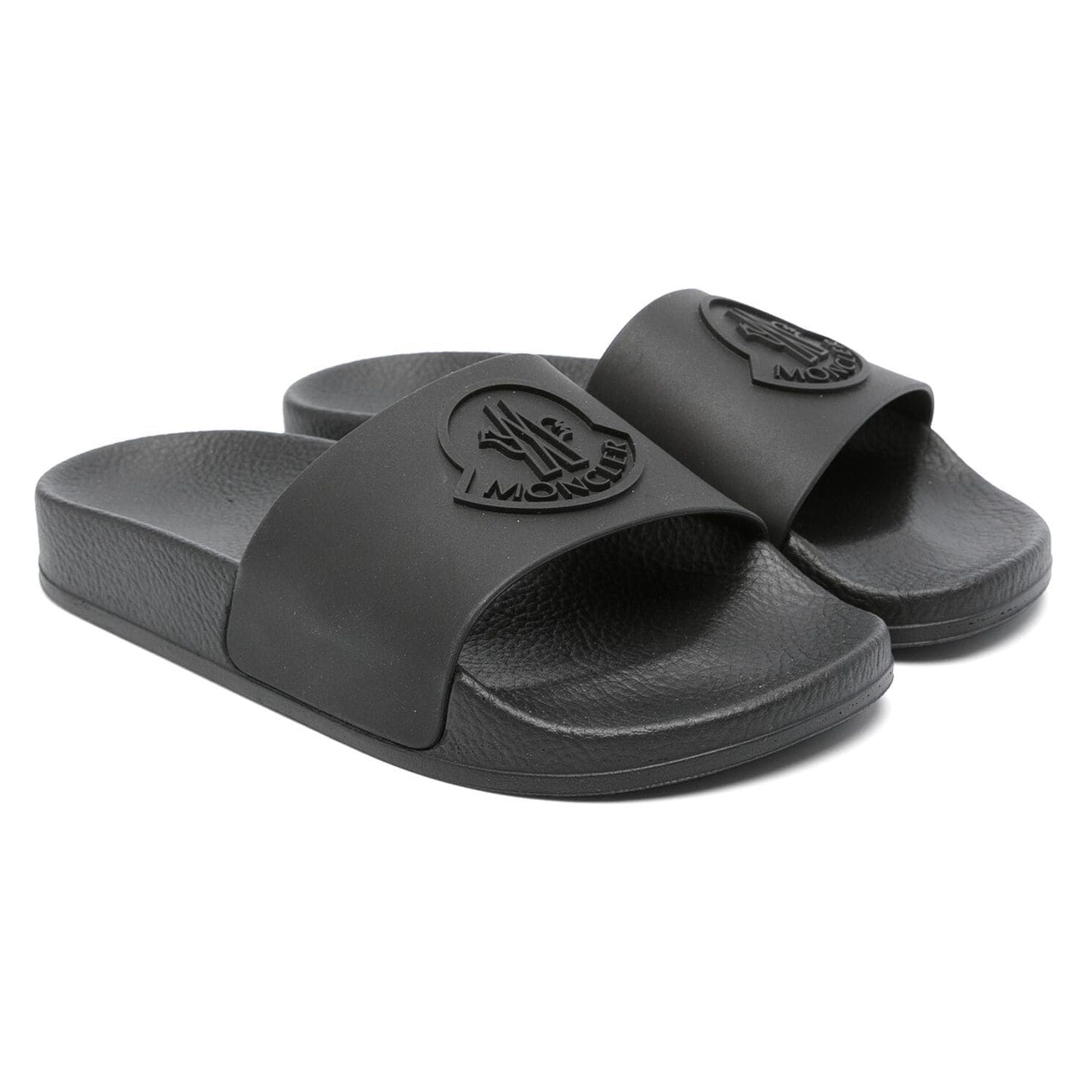 ★MONCLER★Basile ラバー スライド Basile Black Logo Slides | SHOP BAZAAR