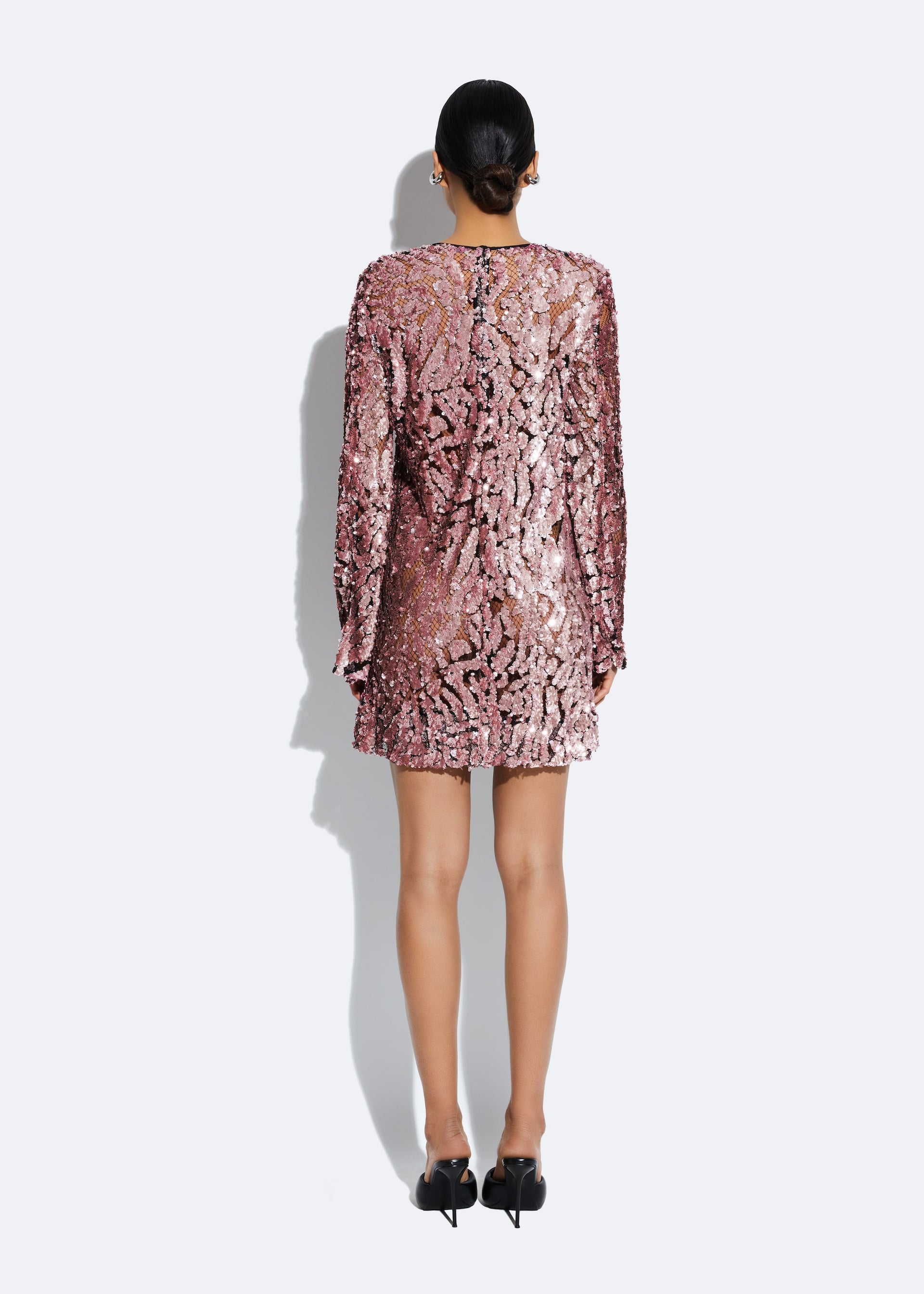 Pink Sequin Color Block Half Sleeve Shift Mini Dress main image 0