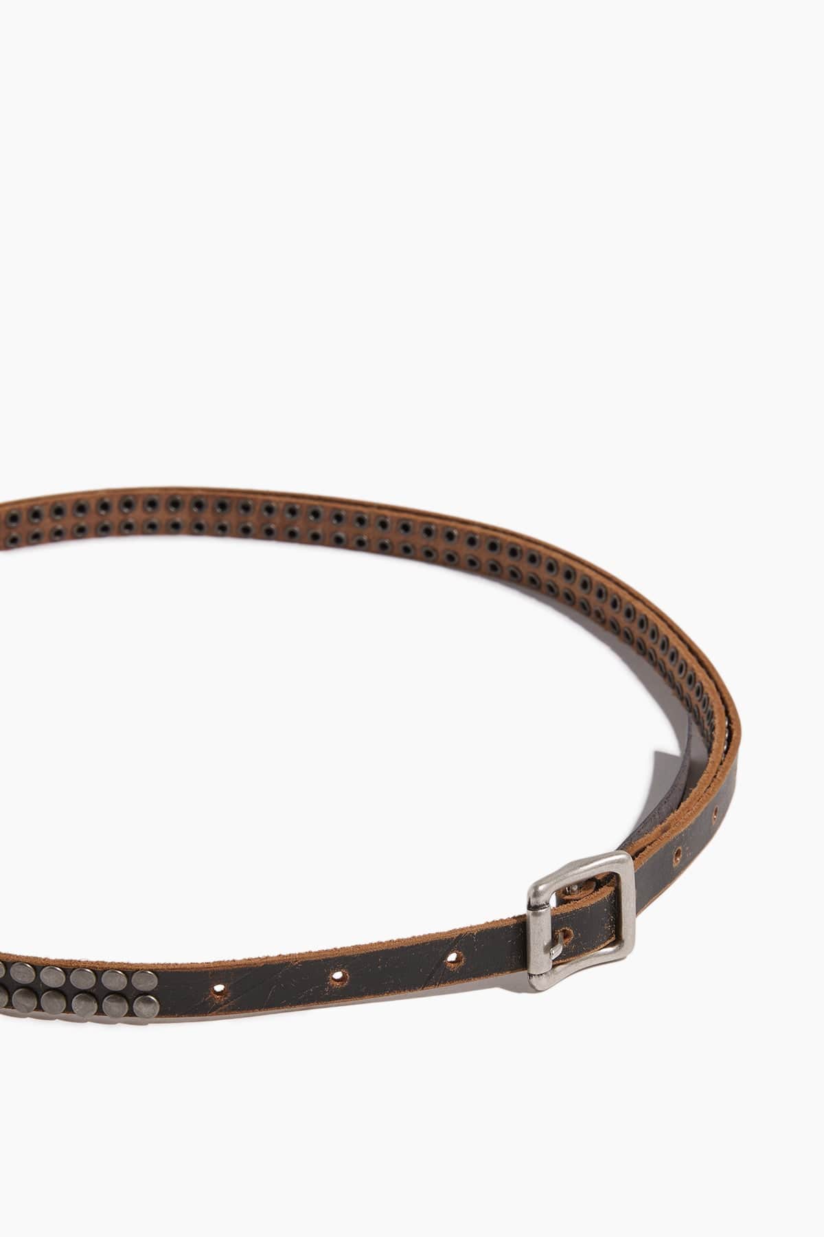 Studded Skinny Belt - Brown | SHOP BAZAAR