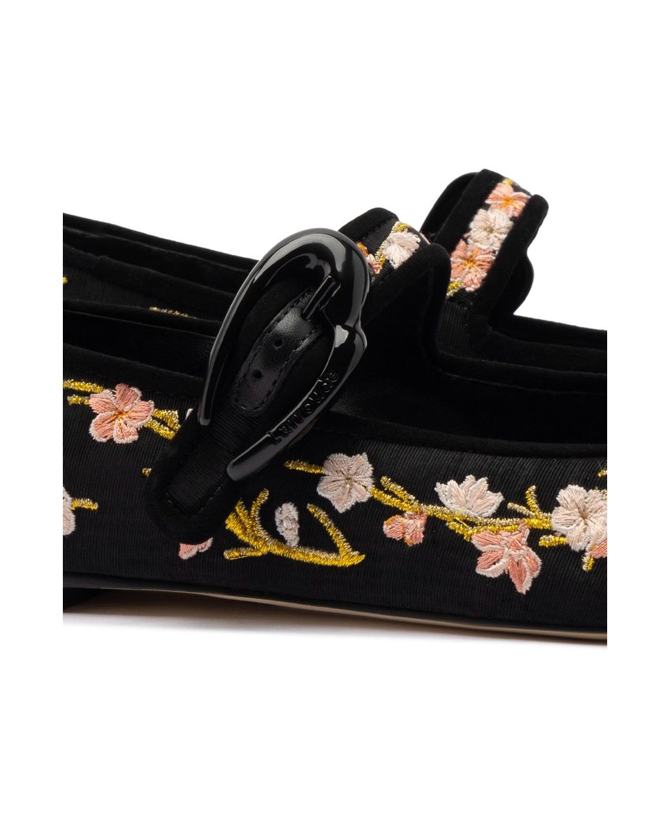 Verona Ballet Flat In Black Sakura Printed Fabric | SHOP BAZAAR Verona Ballet Flat In Black Sakura Printed Fabric | SHOP BAZAAR