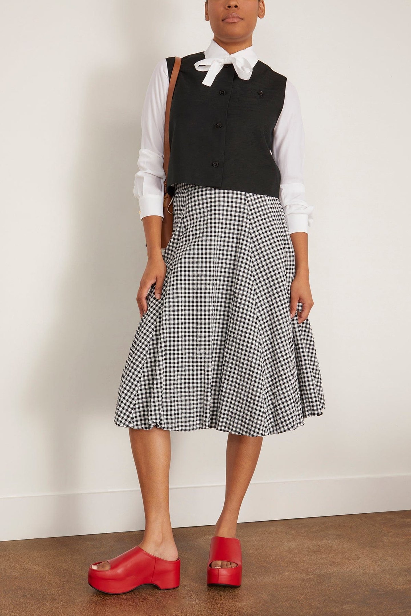お歳暮 2025 - Skirt Seersucker Checked Black BAZAAR SHOP | スカート