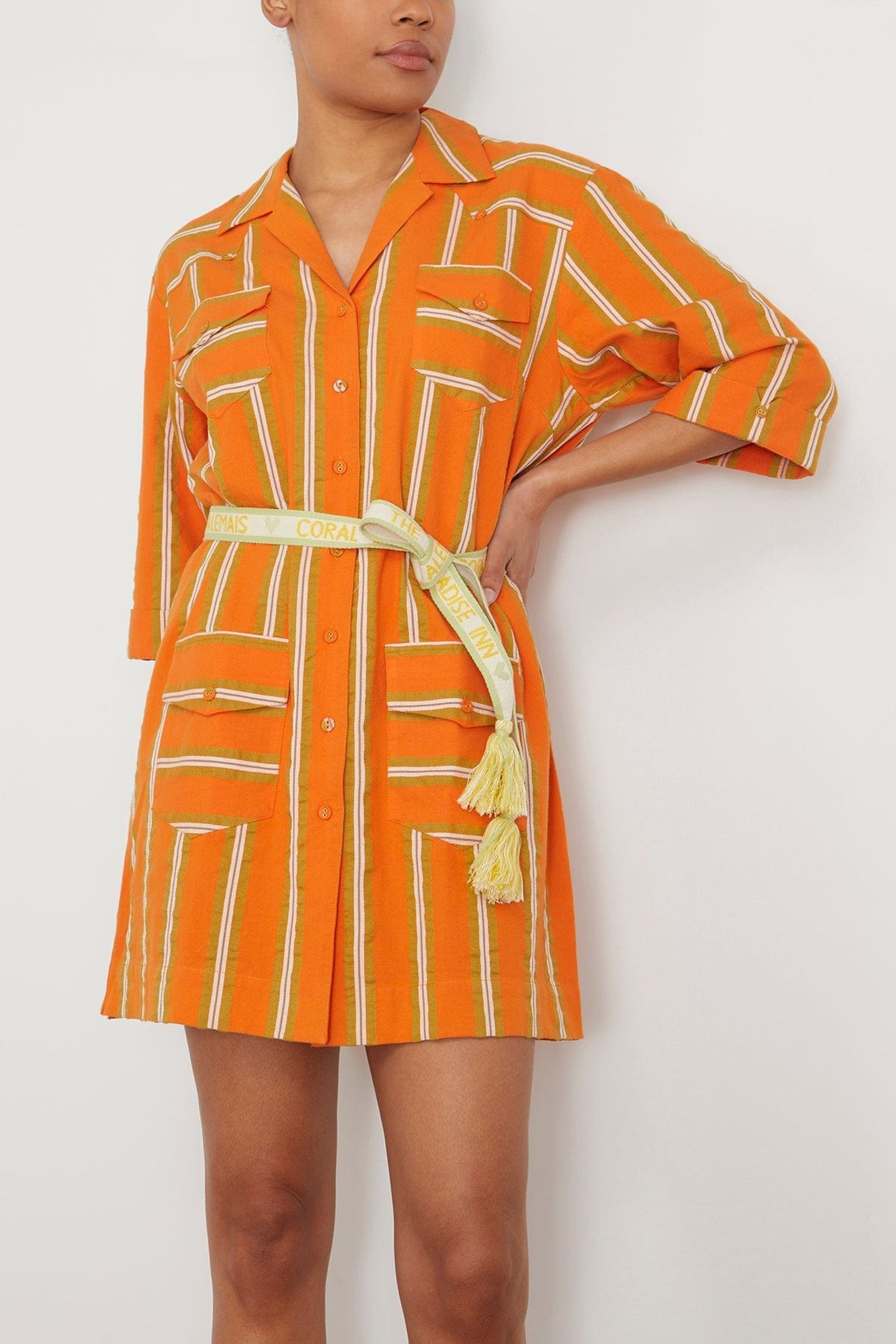 Gina Stripe Mini Dress in Tangerine | SHOP BAZAAR