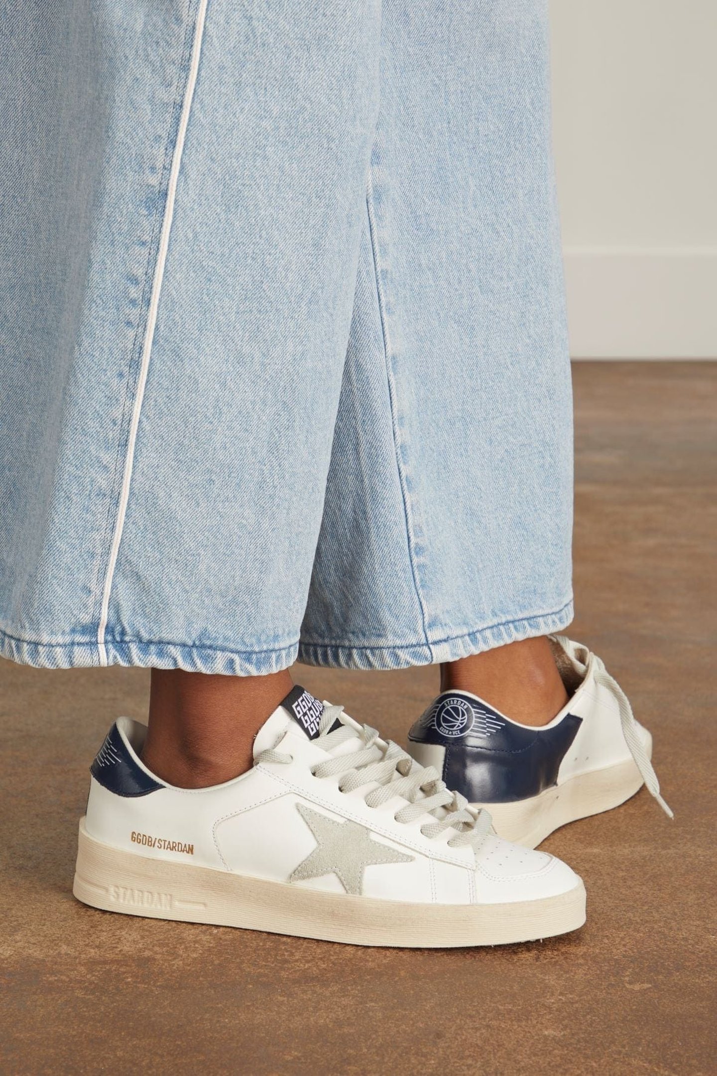 スニーカー Golden Goose 'Stardan' sneakers Men's Stardan in distressed mesh and petrol-colored upper