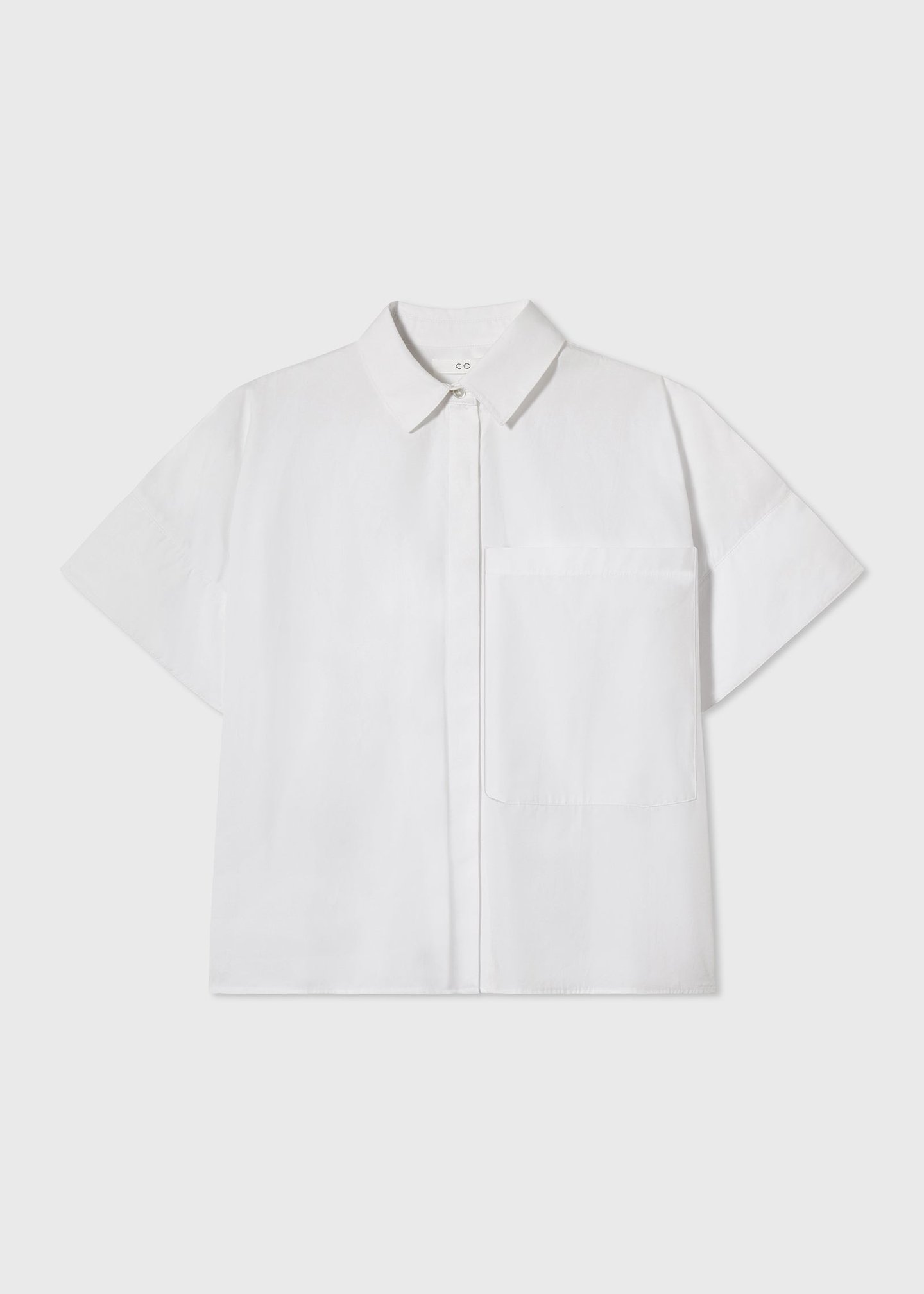 Boxy Short Sleeve Shirt in Cotton Poplin - White | SHOP BAZAAR