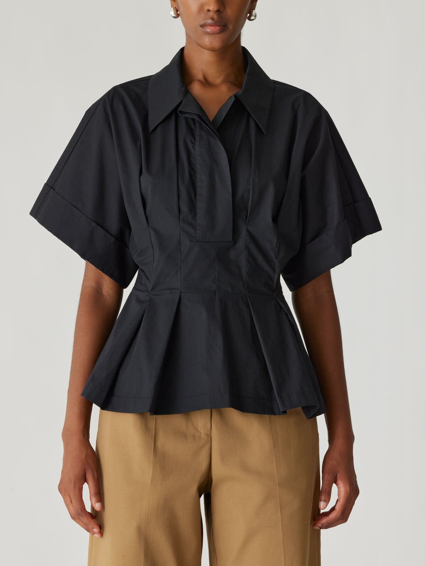 Daisy gather peplum UVcut sheer Parker -black-