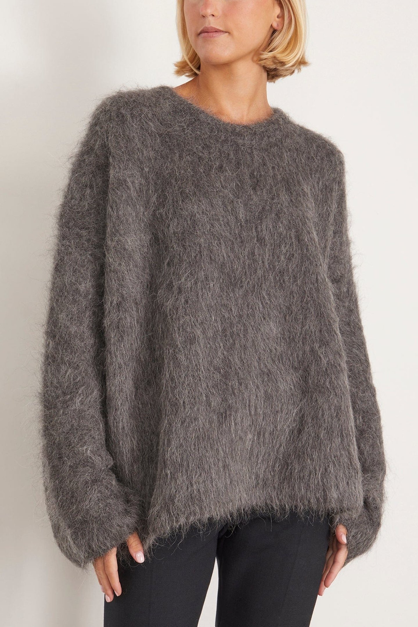 Boxy Alpaca Knit - Dark Grey Melange | SHOP BAZAAR