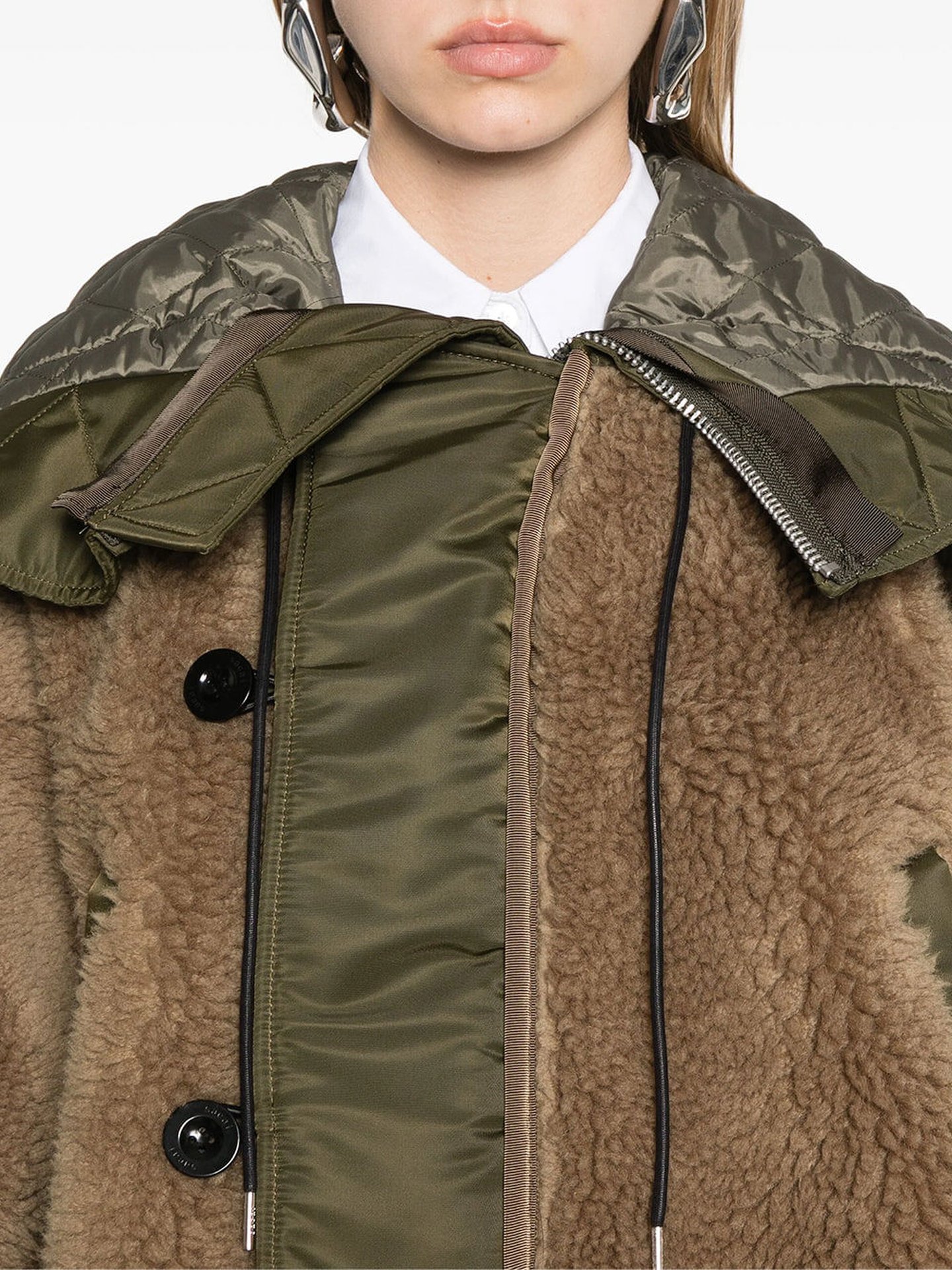 Faux Shearling & Nylon Twill Jacket | SHOP BAZAAR