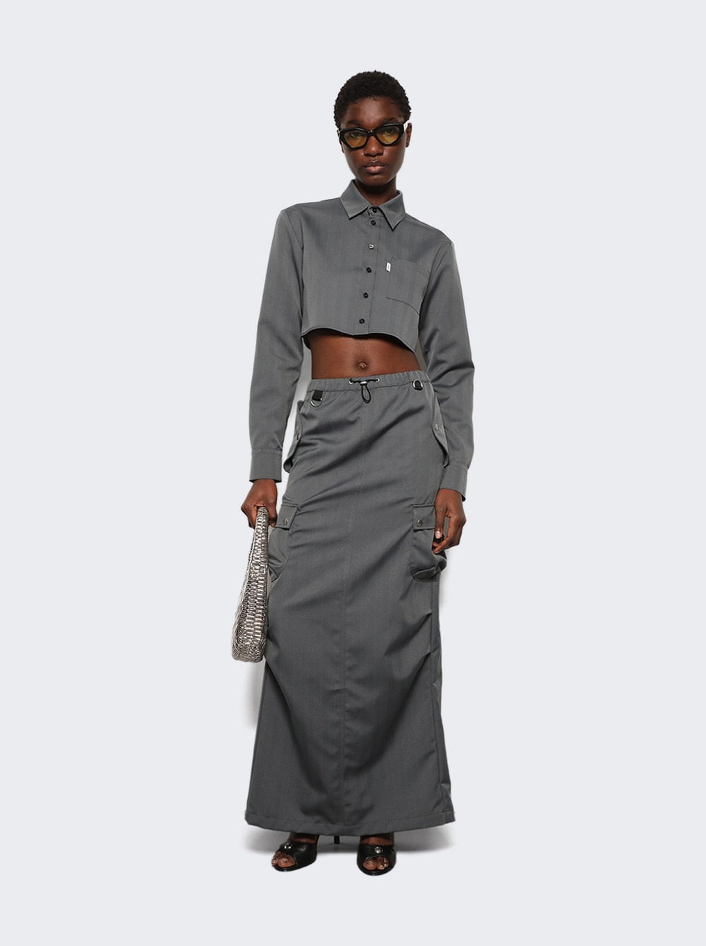 スカート Slit detail tailored maxi skirt gray ASOS DESIGN pleated tailored maxi skirt in gray - part of a