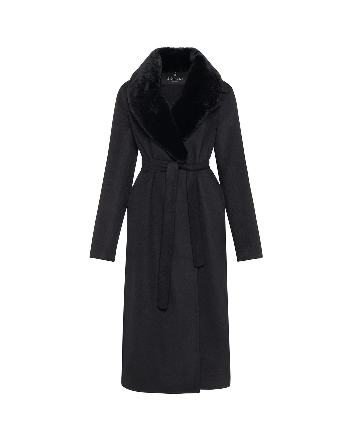 Loro Piana Wool Short Coat with Select Shearling Lamb Collar