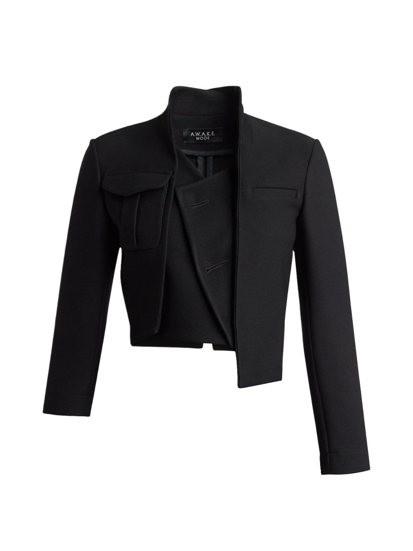 Cropped Asymmetry Jacket in Black – SVRN