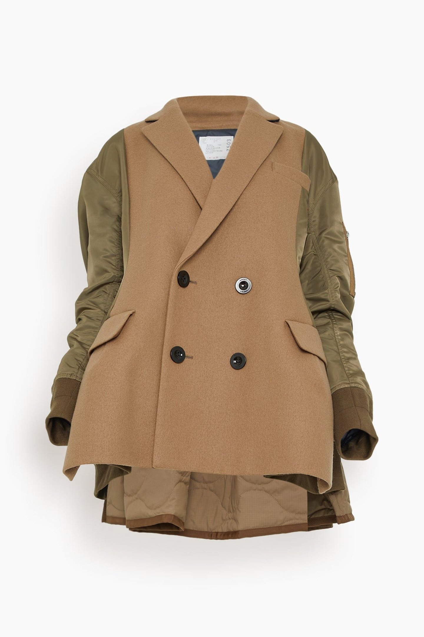 【関税&送料込】Sacai Wool Melton X Nylon Twill Quilted Coat Sacai Wool Melton X Nylon Twill Quilted Coat in Black | Lyst