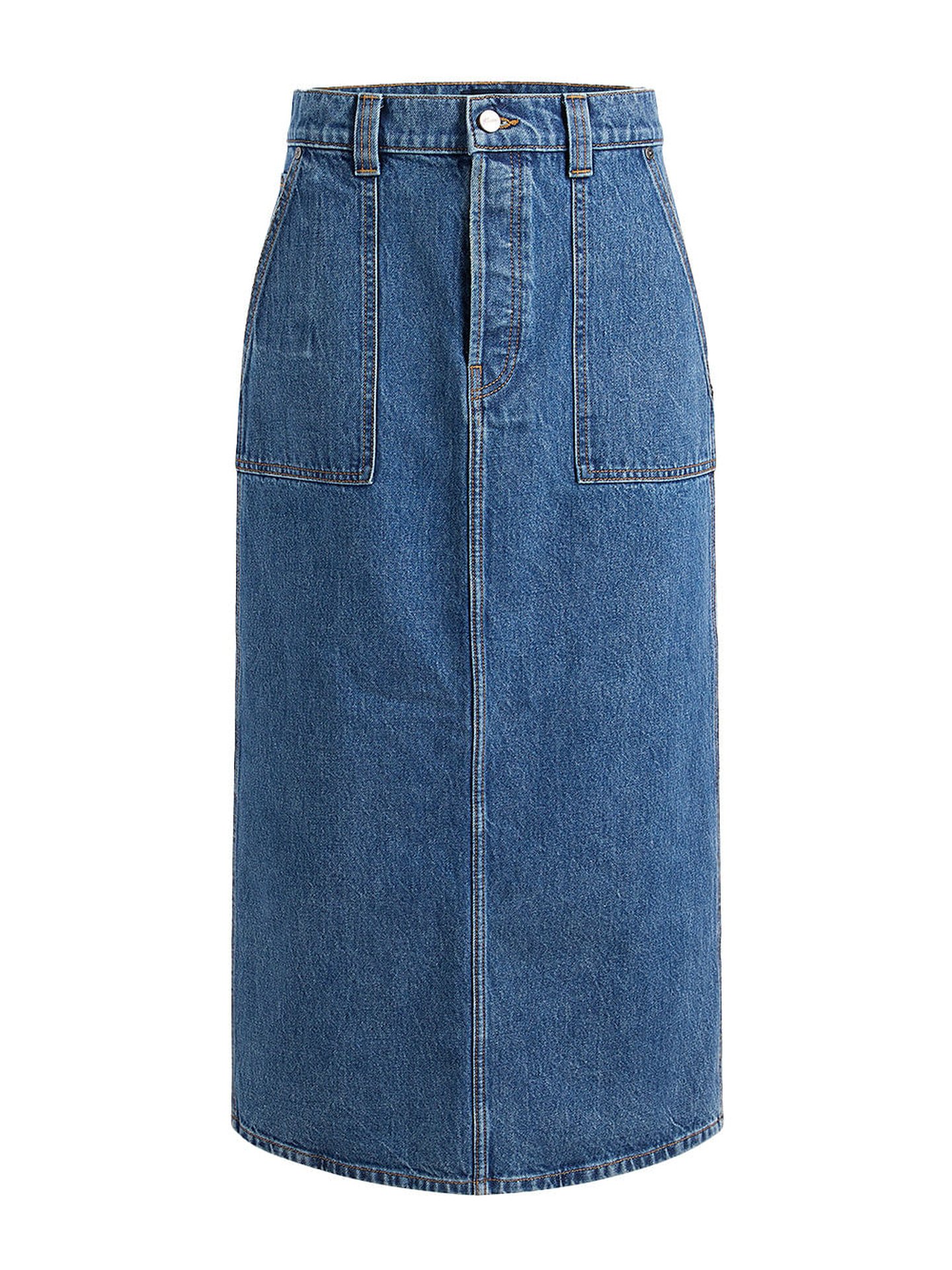 【mnem】Tukey denim skirt pants Amber Zip Denim Midi Skirt in Topic | 7 For All Mankind