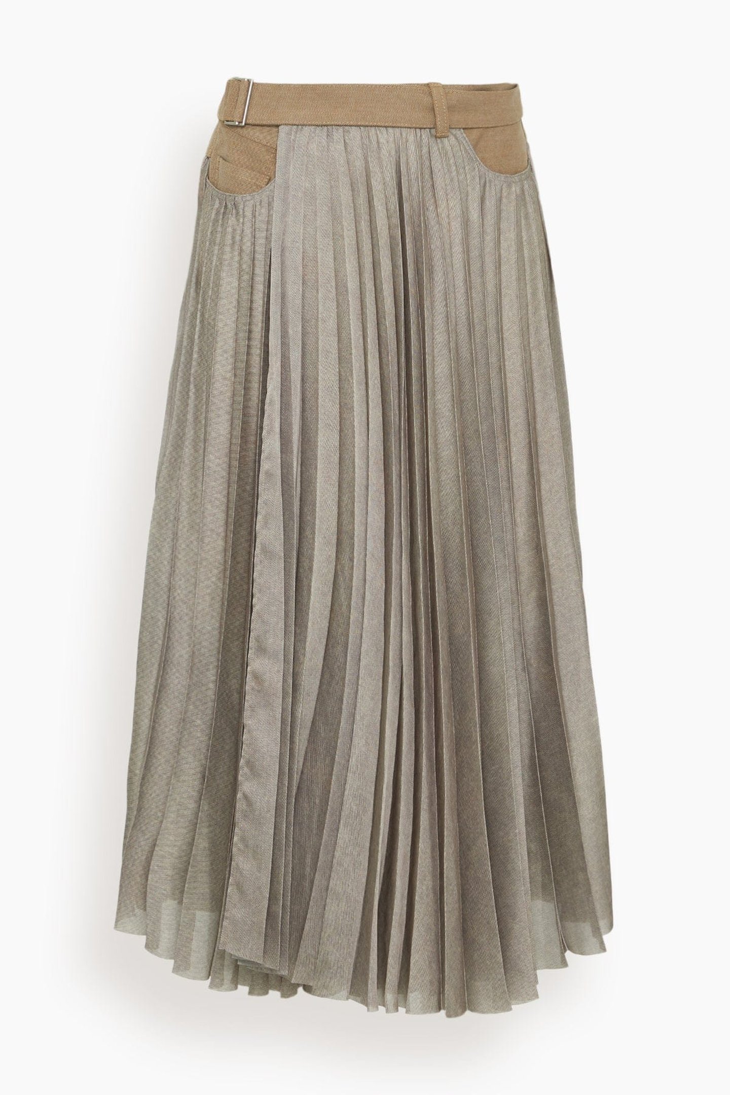 Denim Mix Skirt - Beige | SHOP BAZAAR