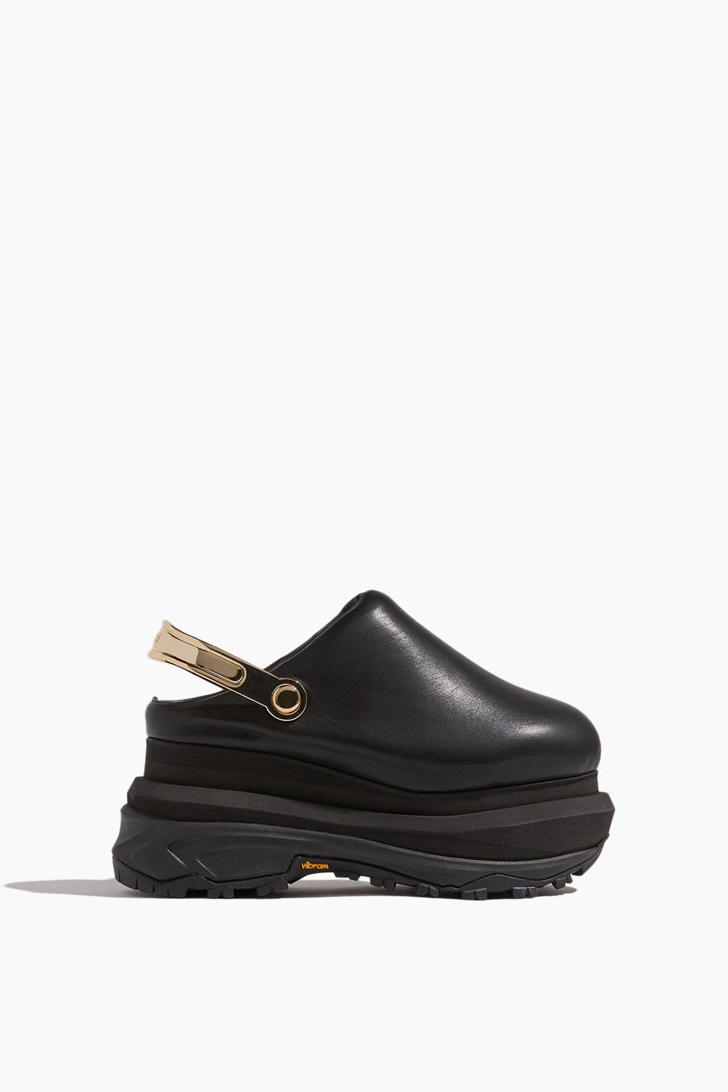 Leather Sabot Wedges - Black | SHOP BAZAAR