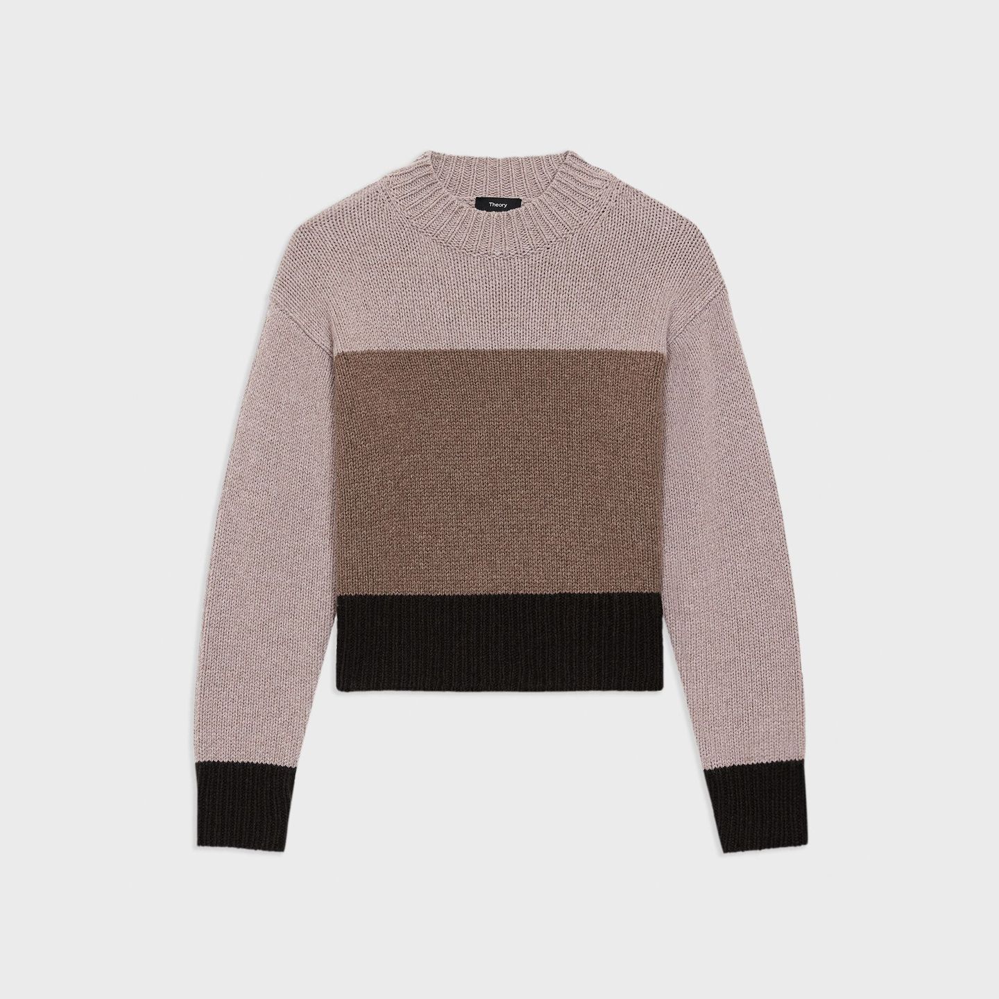 Colorblocked Sweater in Felted Wool-Cashmere