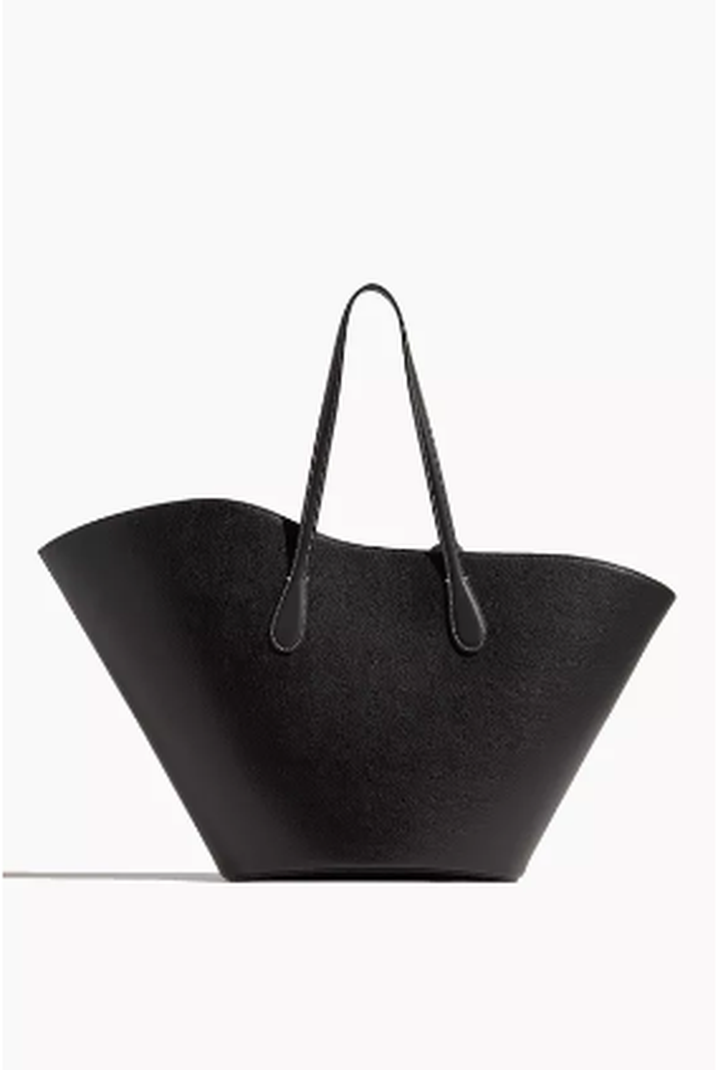 Open Tulip Large Tote - Black Leather