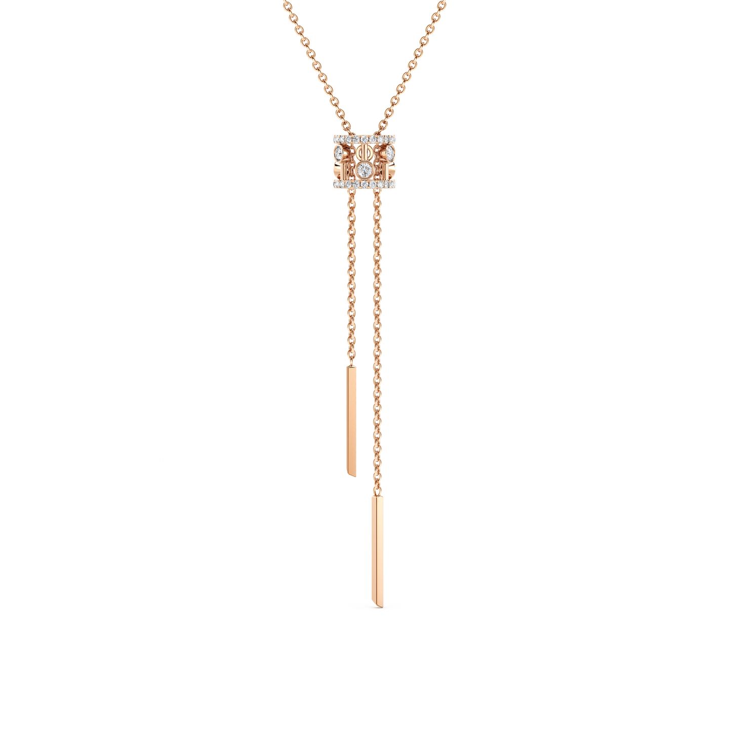 Dewdrop Slider Diamond Necklace set in 18K Rose Gold