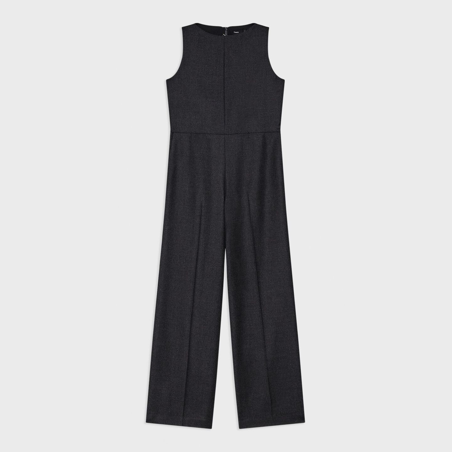 Relaxed Sleeveless Jumpsuit in Stretch Flannel