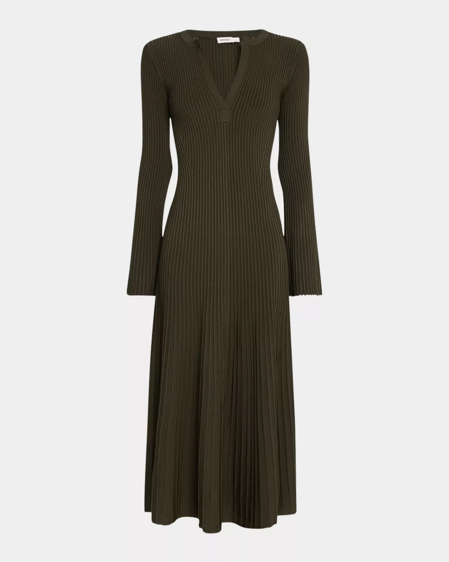 Genna Ribbed Long-Sleeve Midi Dress