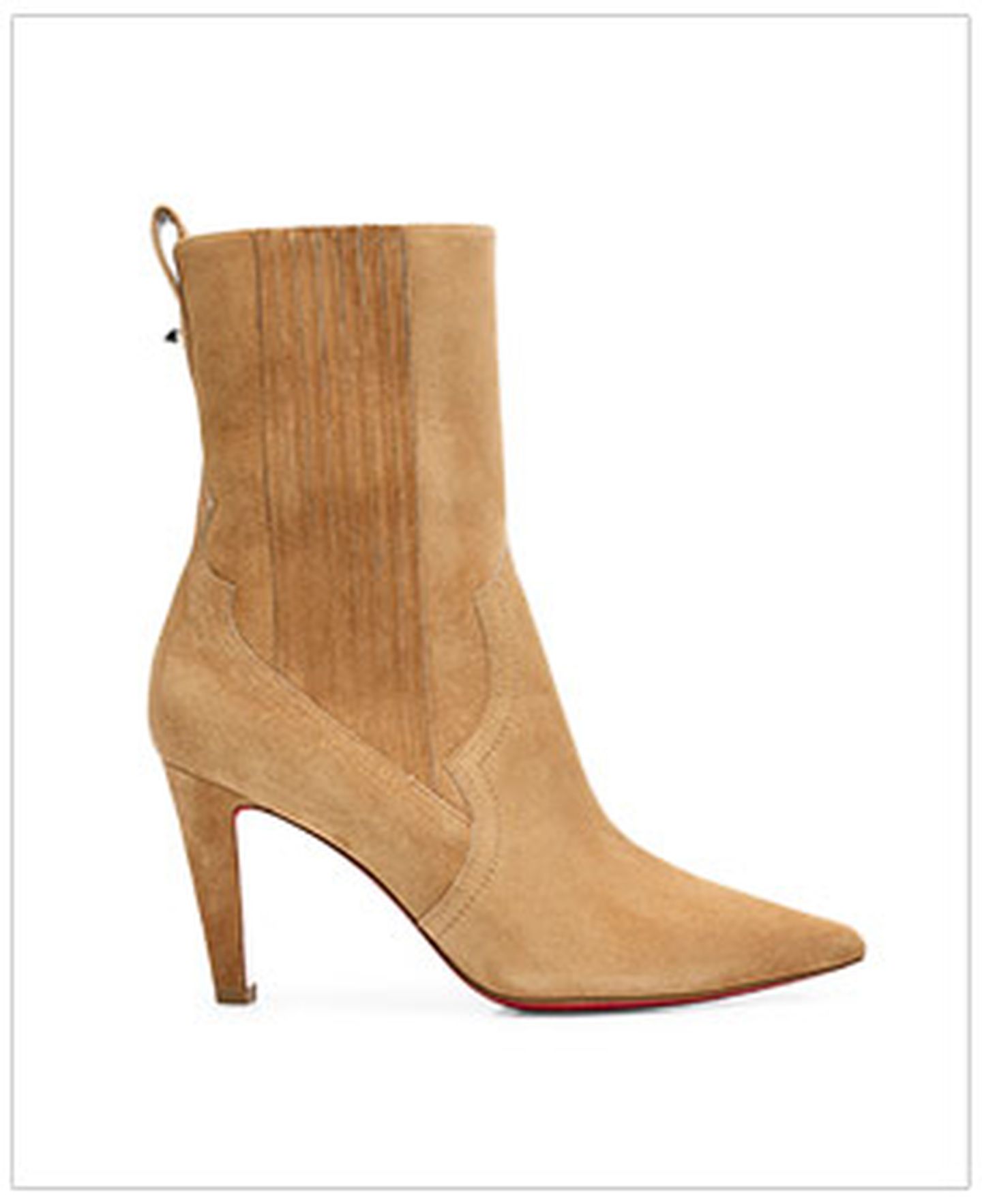 Suede Stiletto Red Sole Chelsea Booties