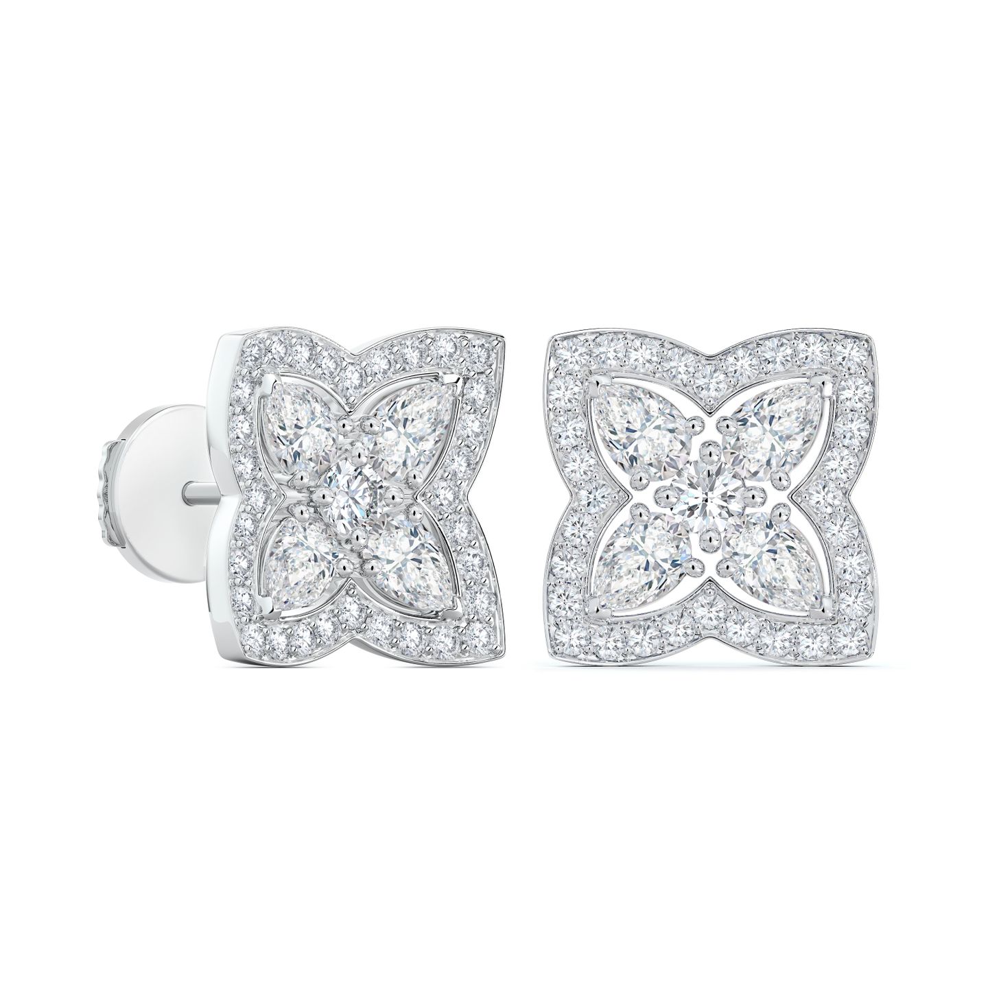 Enchanted Lotus Large Diamond Stud Earrings set in 18K White Gold