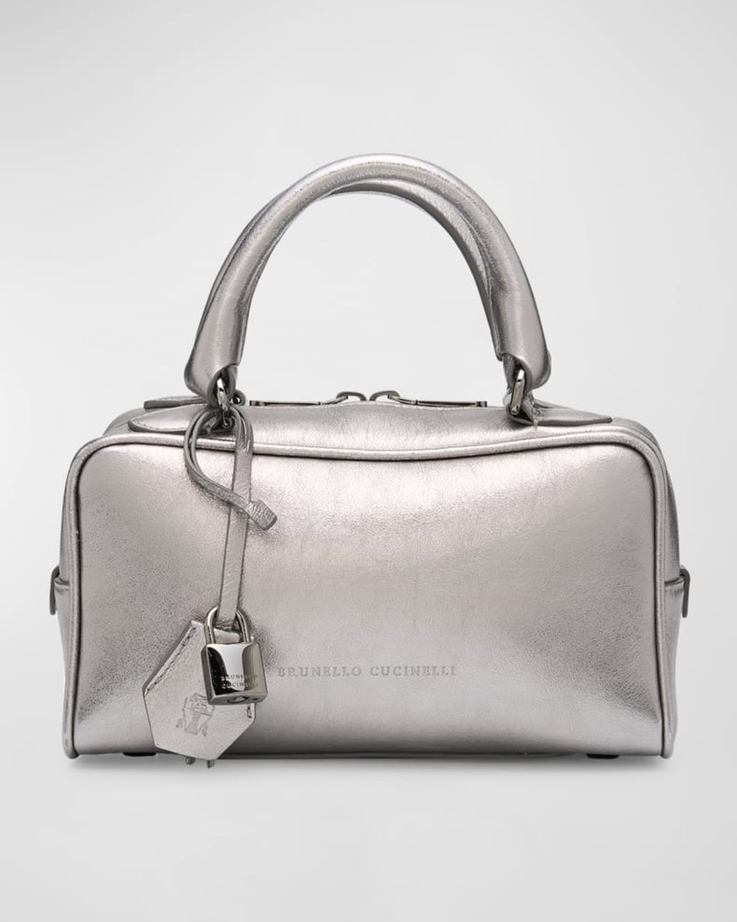 Mini Metallic Leather Boston Bag