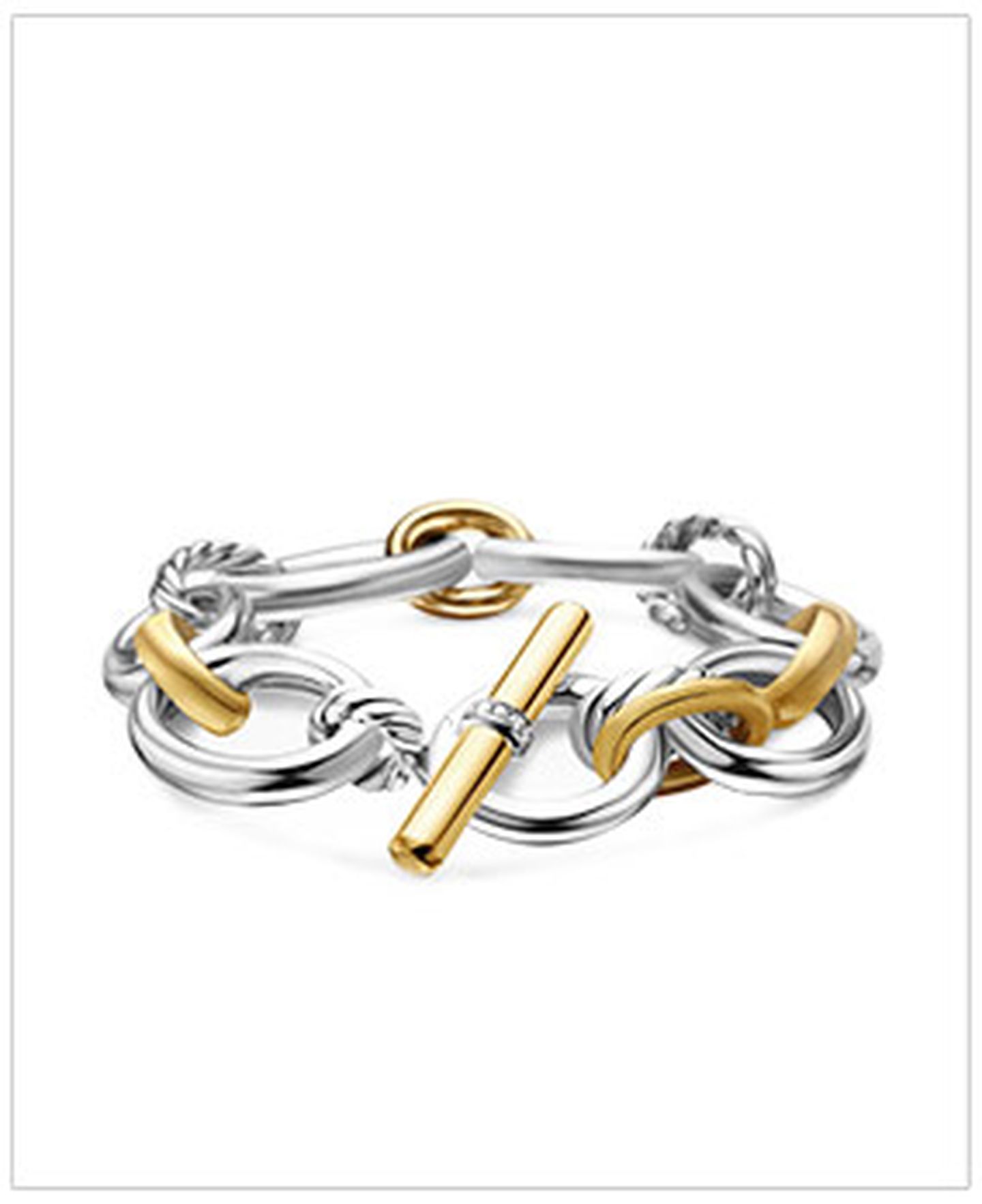 DY Mercer Bracelet with Diamonds in Silver and 18K Gold, 25mm