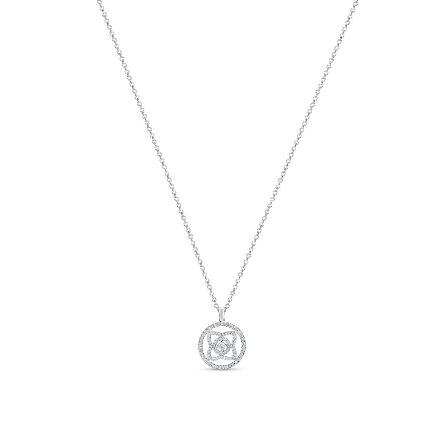 Enchanted Lotus Diamond Medal Pendant set in 18K White Gold