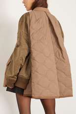 Wool Melton X Nylon Twill Quilted Coat - Beige / Khaki