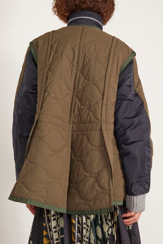 Cotton Gabardine X Wool Melton Coat Beige And Navy | The Webster