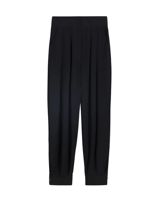 Mid- Rise Crepe Straight Leg Pants with Side Ruffle | SHOP Mid- Rise Crepe Straight Leg Pants with Side Ruffle | SHOP