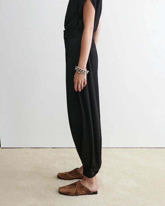 Triple Pleat Crossover Trouser - Dark Navy Stripe | SHOP BAZAAR Triple Pleat Crossover Trouser - Dark Navy Stripe | SHOP BAZAAR