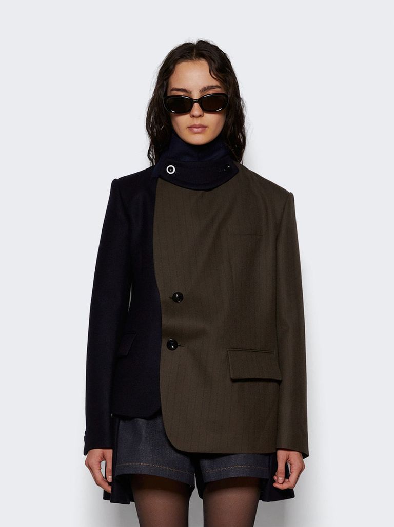 Stripe Wool Shirt Jacket Charcoal - Signature Innovation Group