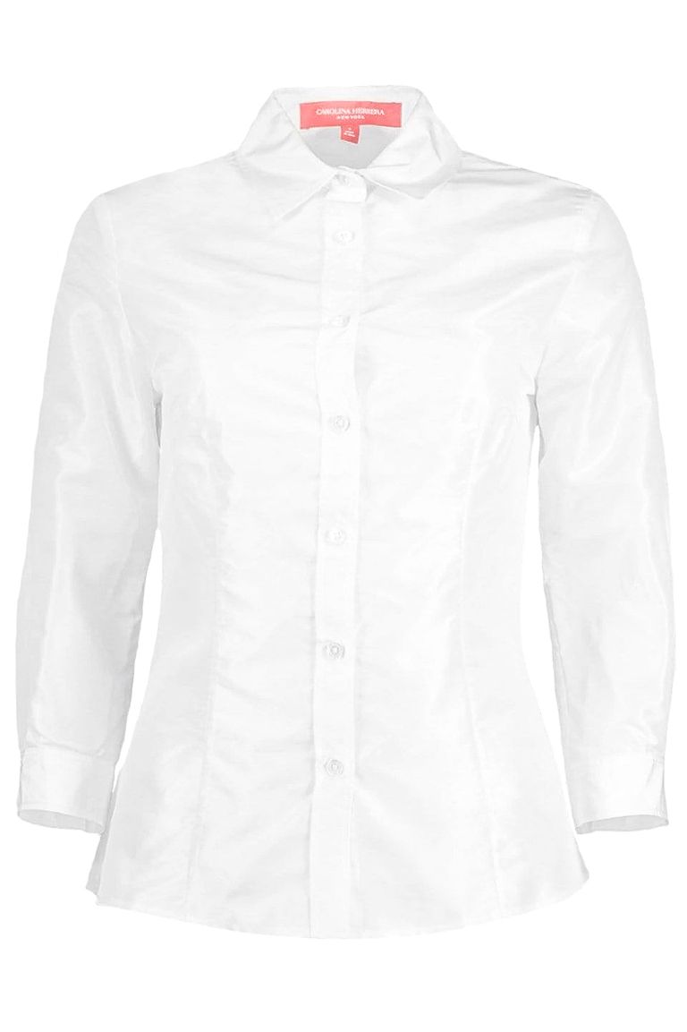 Silk Taffeta Collared Shirt - White | SHOP BAZAAR